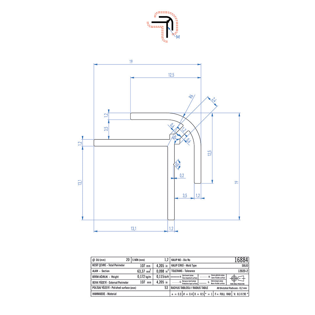 Aussen-Eckenprofil für Duschrückwände 3mm - Duschrückwand-Platten