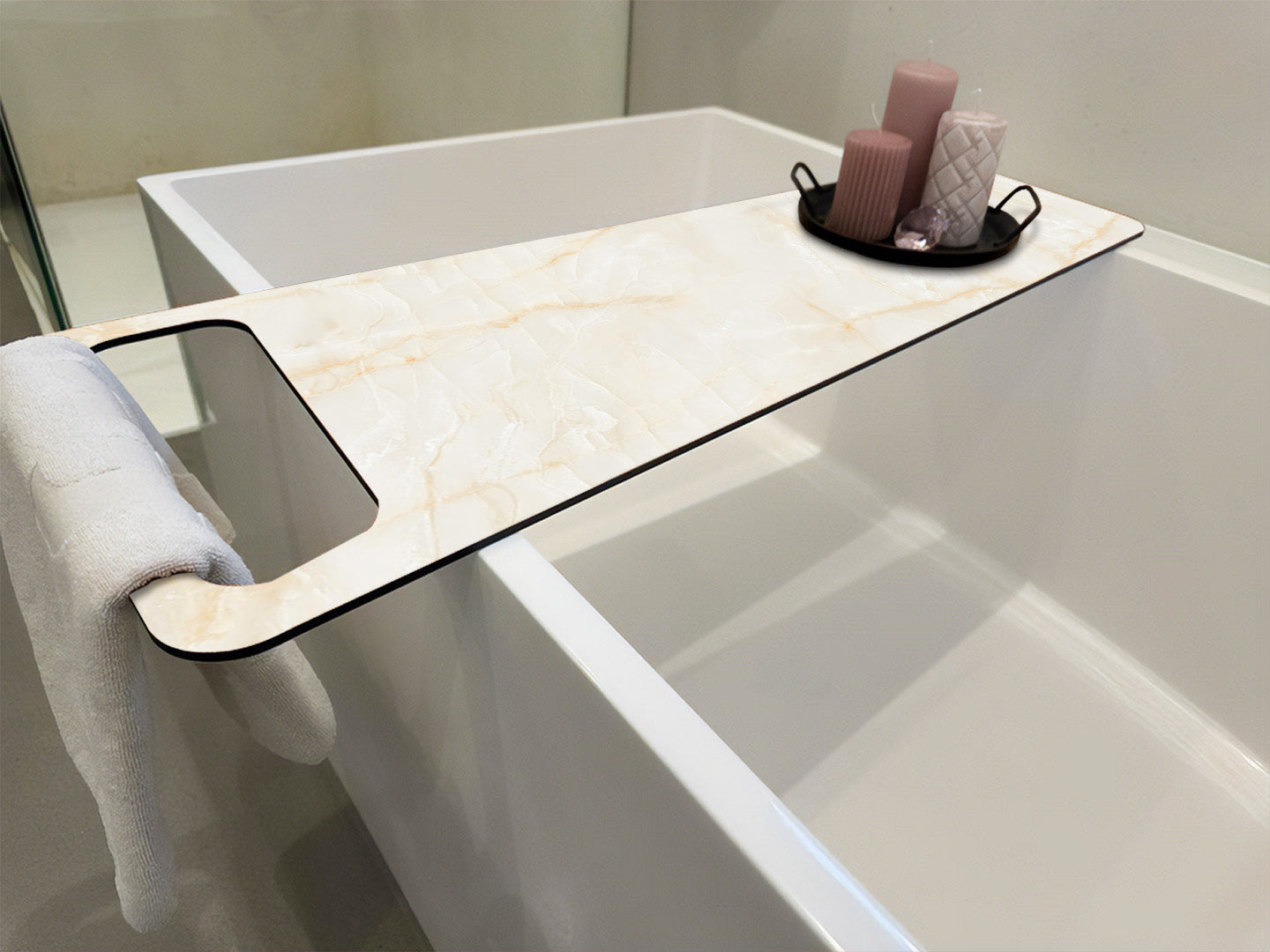 Granit Beige, Badewannenablage HPL Trespa-Platte 8mm - Duschrückwand-Platten