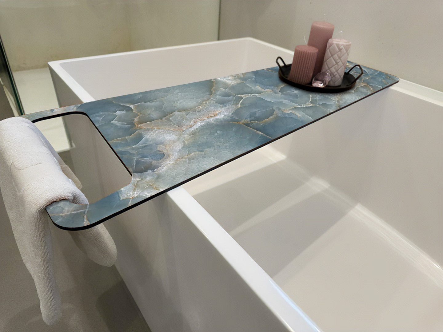 Marmor Blau, Badewannenablage HPL Trespa-Platte 8mm - Duschrückwand-Platten