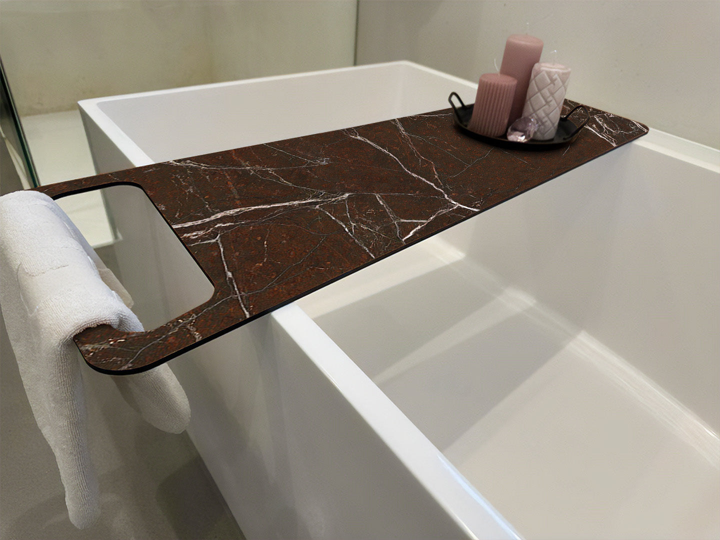 Marmor Braun, Badewannenablage HPL Trespa-Platte 8mm - Duschrückwand-Platten