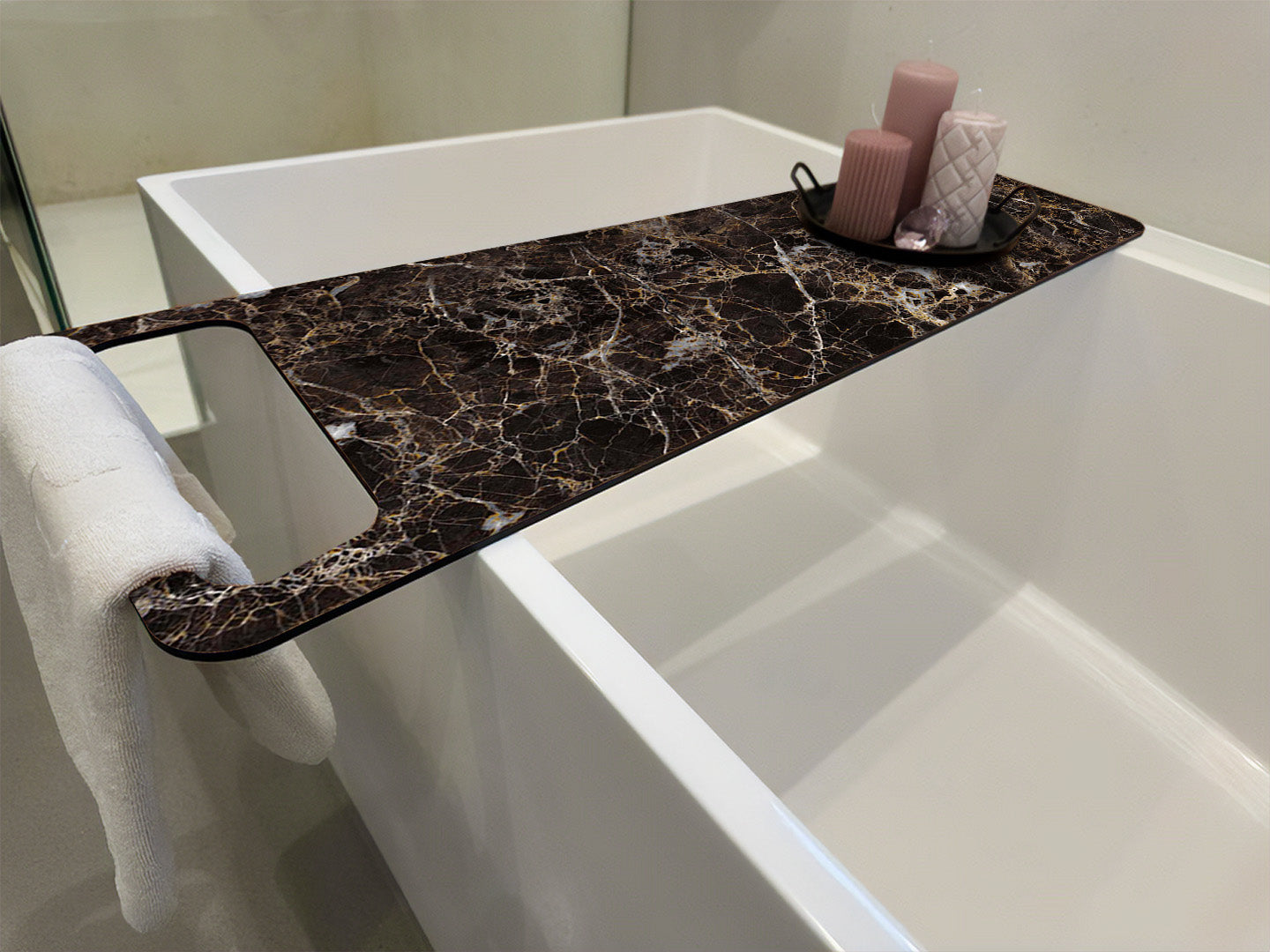 Marmor Emperado, Badewannenablage HPL Trespa-Platte 8mm - Duschrückwand-Platten