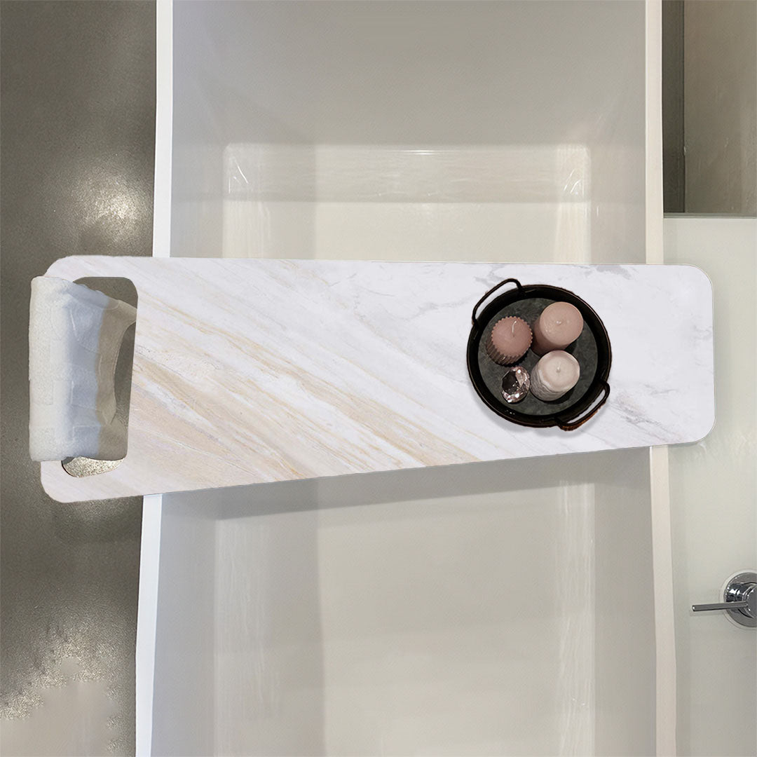Marmor Naturweiss, Badewannenablage HPL Trespa-Platte 8mm - Duschrückwand-Platten