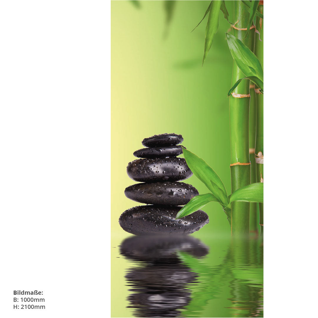 Bambus Wasser Zensteine, fugenlose Wandpaneele aus Alu-Verbund 3mm, Duschrückwand - Duschrückwand-Platten