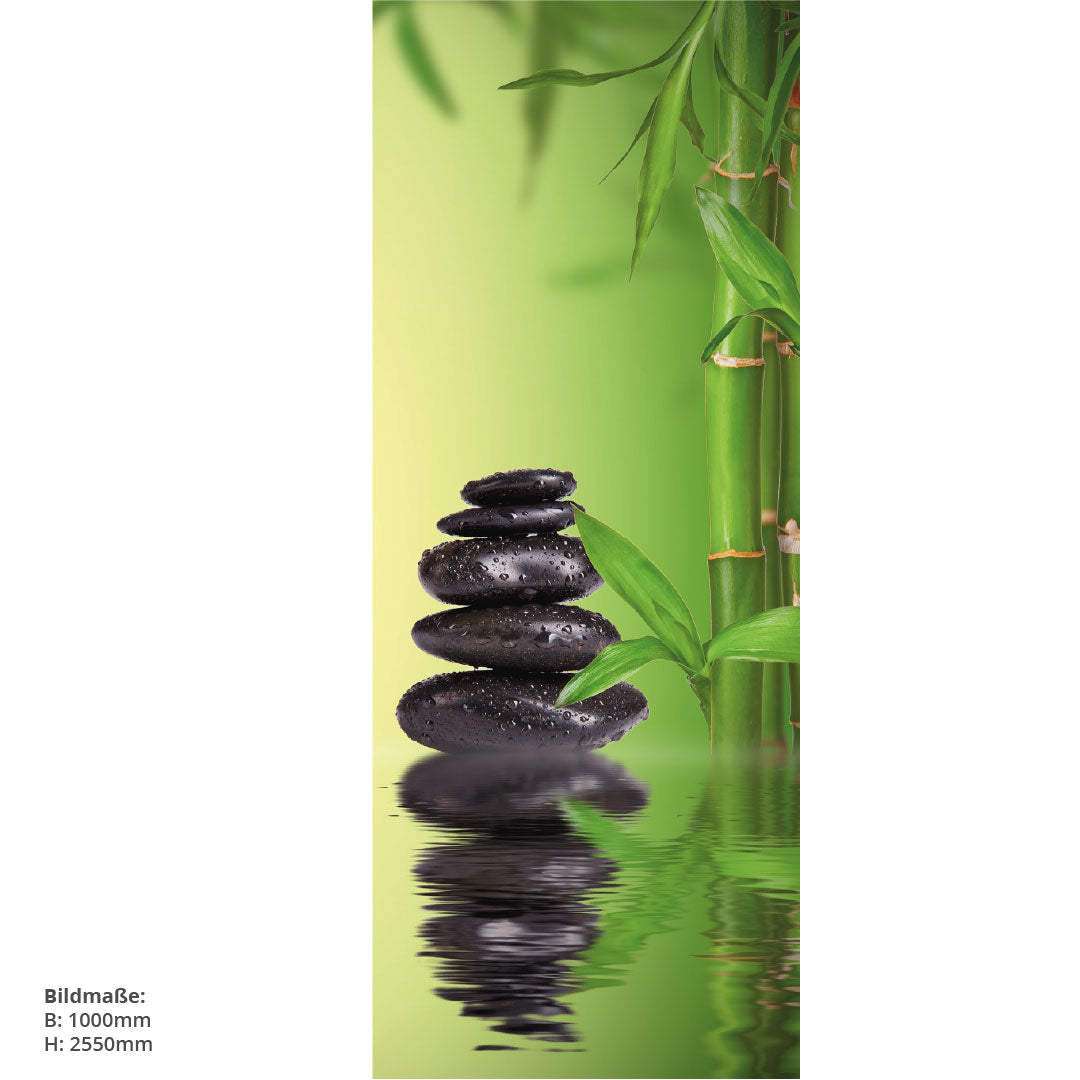 Bambus Wasser Zensteine, fugenlose Wandpaneele aus Alu-Verbund 3mm, Duschrückwand - Duschrückwand-Platten