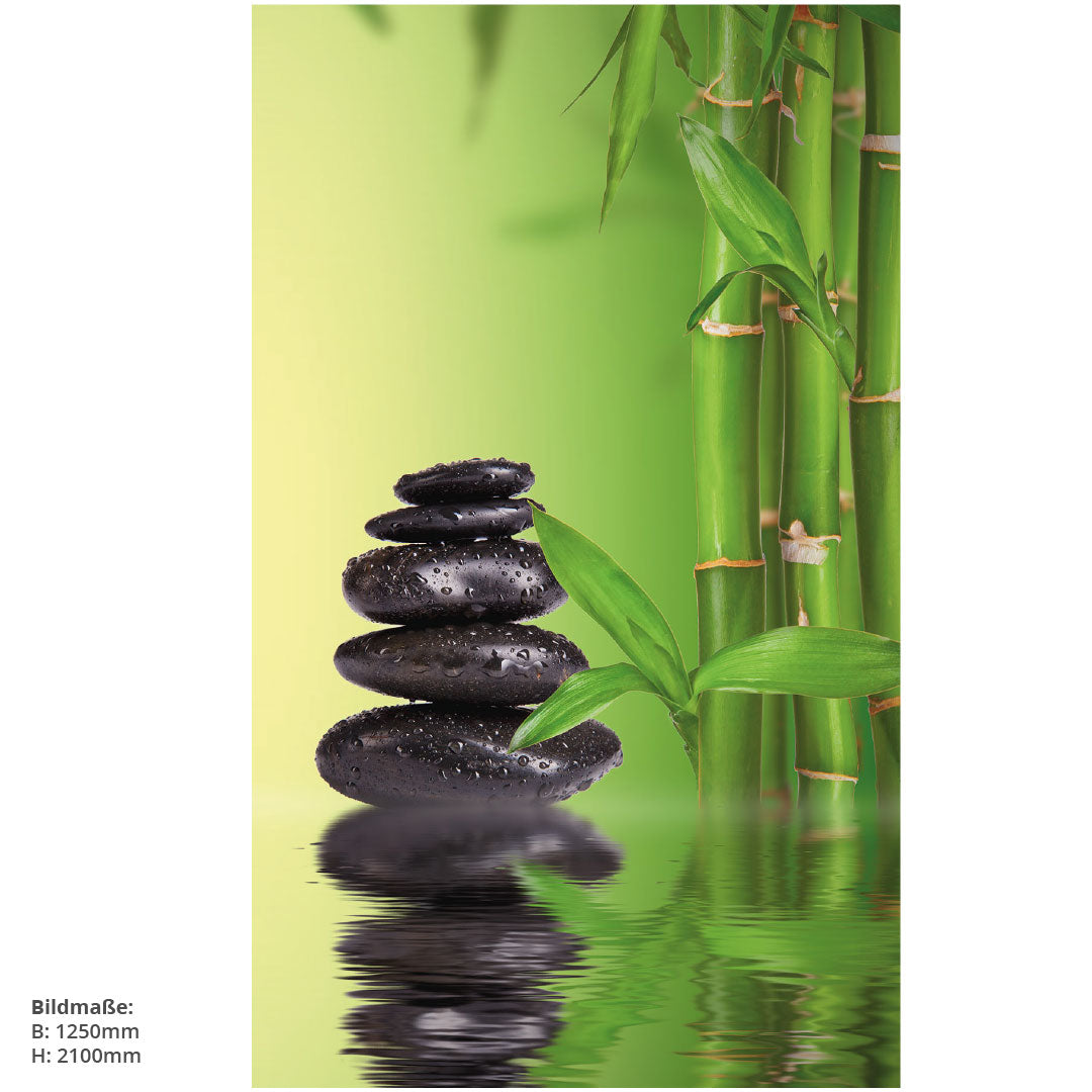 Bambus Wasser Zensteine, fugenlose Wandpaneele aus Alu-Verbund 3mm, Duschrückwand - Duschrückwand-Platten