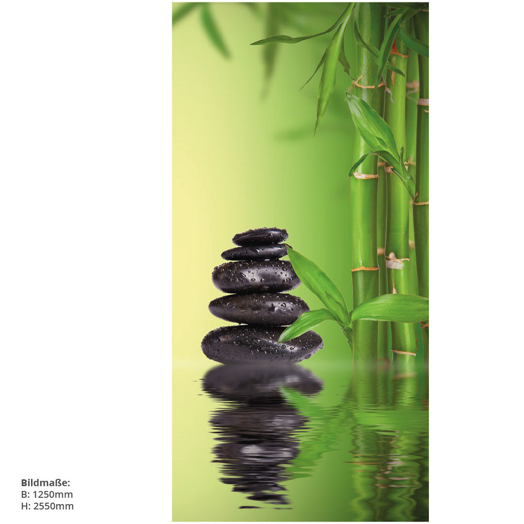 Bambus Wasser Zensteine, fugenlose Wandpaneele aus Alu-Verbund 3mm, Duschrückwand - Duschrückwand-Platten