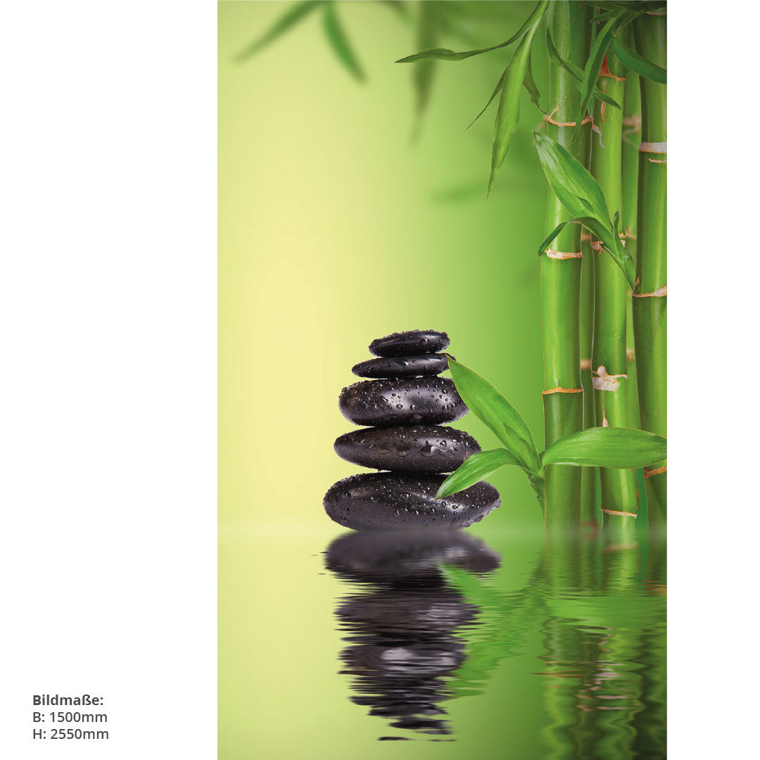 Bambus Wasser Zensteine, fugenlose Wandpaneele aus Alu-Verbund 3mm, Duschrückwand - Duschrückwand-Platten