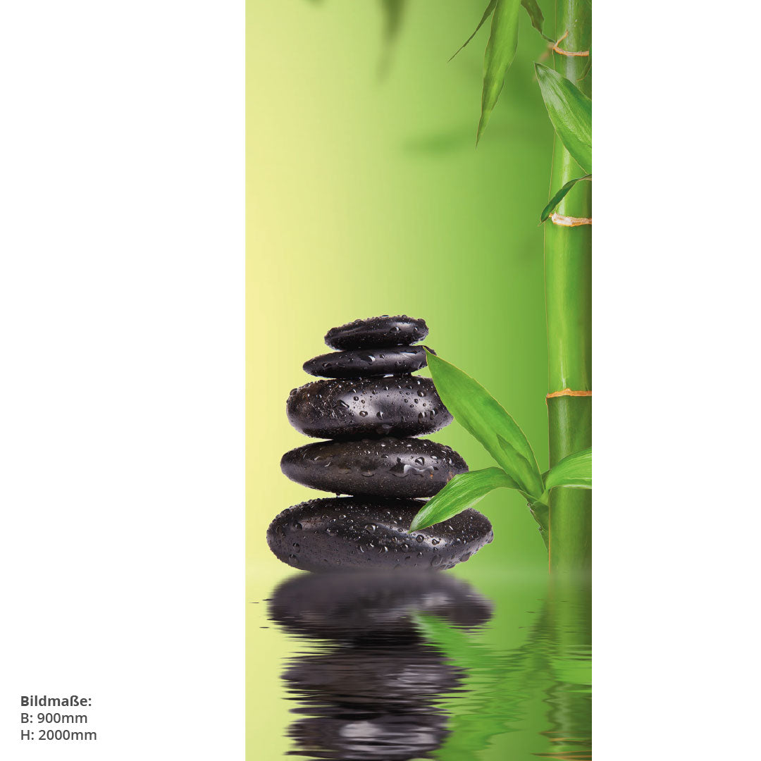 Bambus Wasser Zensteine, fugenlose Wandpaneele aus Alu-Verbund 3mm, Duschrückwand - Duschrückwand-Platten