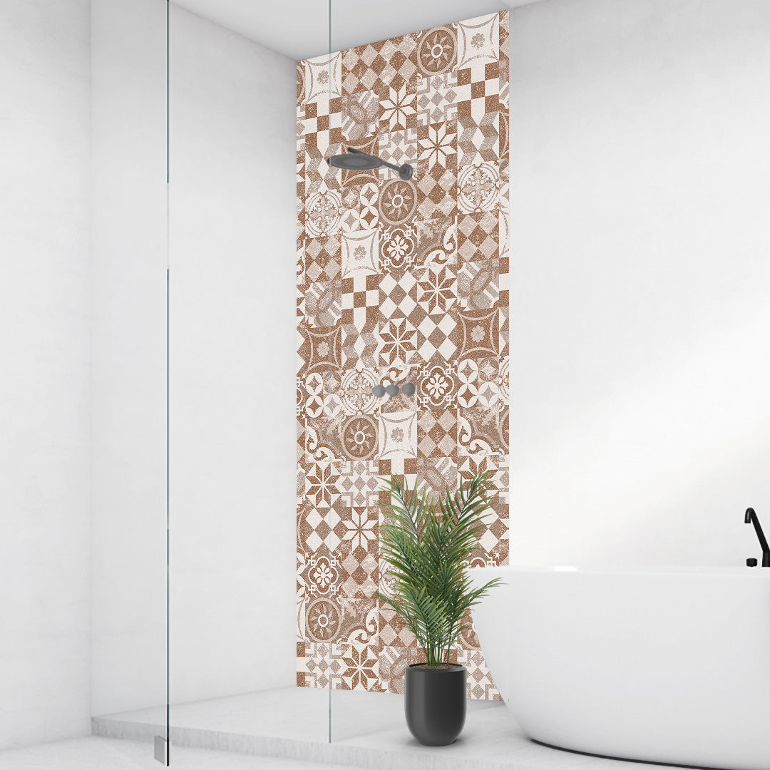 Fliesen Spanischer Stil, fugenlose Wandpaneele aus Alu-Verbund 3mm, Duschrückwand - Duschrückwand-Platten