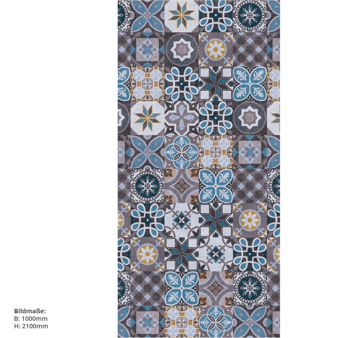 Fliesen Portugiesischer Stil, fugenlose Wandpaneele aus Alu-Verbund 3mm, Duschrückwand - Duschrückwand-Platten