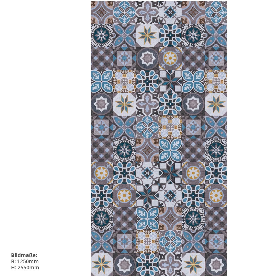 Fliesen Portugiesischer Stil, fugenlose Wandpaneele aus Alu-Verbund 3mm, Duschrückwand - Duschrückwand-Platten