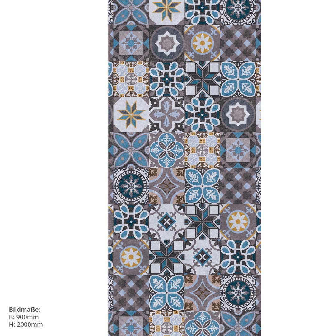 Fliesen Portugiesischer Stil, fugenlose Wandpaneele aus Alu-Verbund 3mm, Duschrückwand - Duschrückwand-Platten