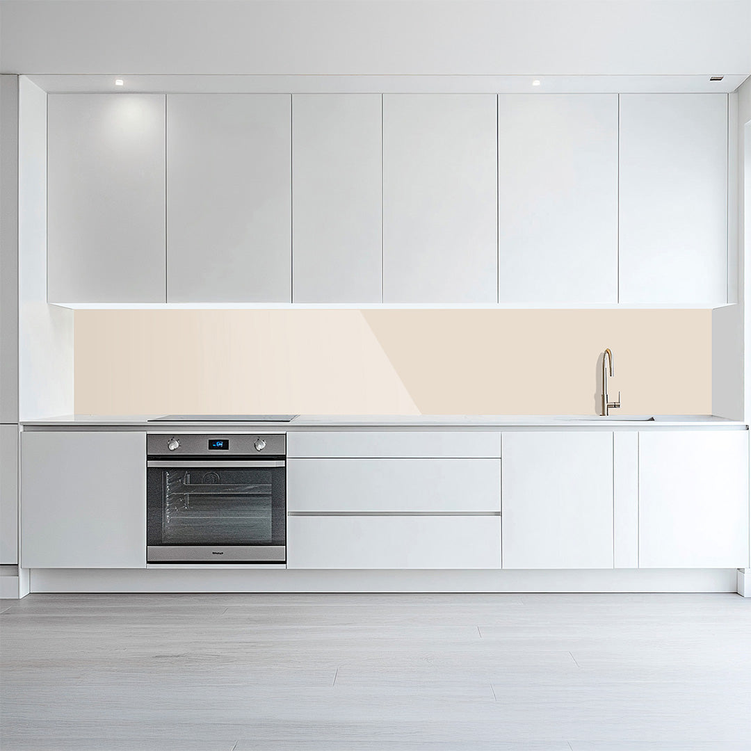 Beige-Glanz, glänzende Küchenrückwand aus Acryl auf Alu-Verbund - Duschrückwand-Platten