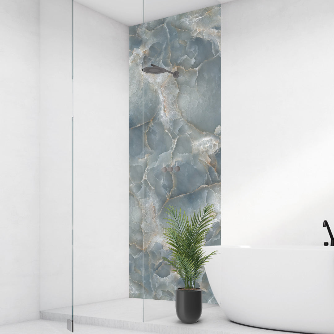 Marmor Blau, fugenlose Wandpaneele aus Alu-Verbund 3mm, Duschrückwand - Duschrückwand-Platten