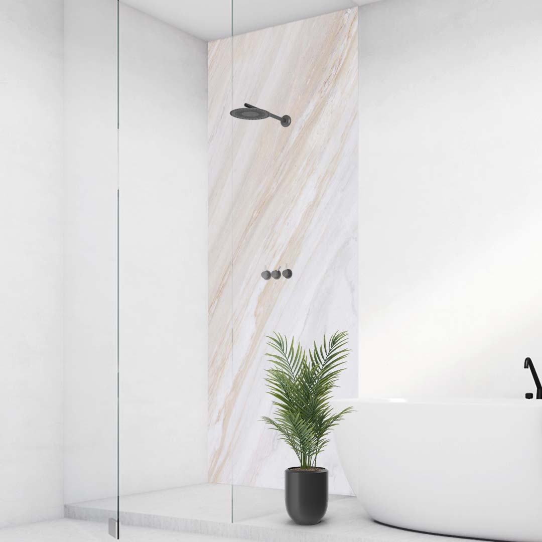 Marmor Naturweiss, fugenlose Wandpaneele aus Alu-Verbund 3mm, Duschrückwand - Duschrückwand-Platten