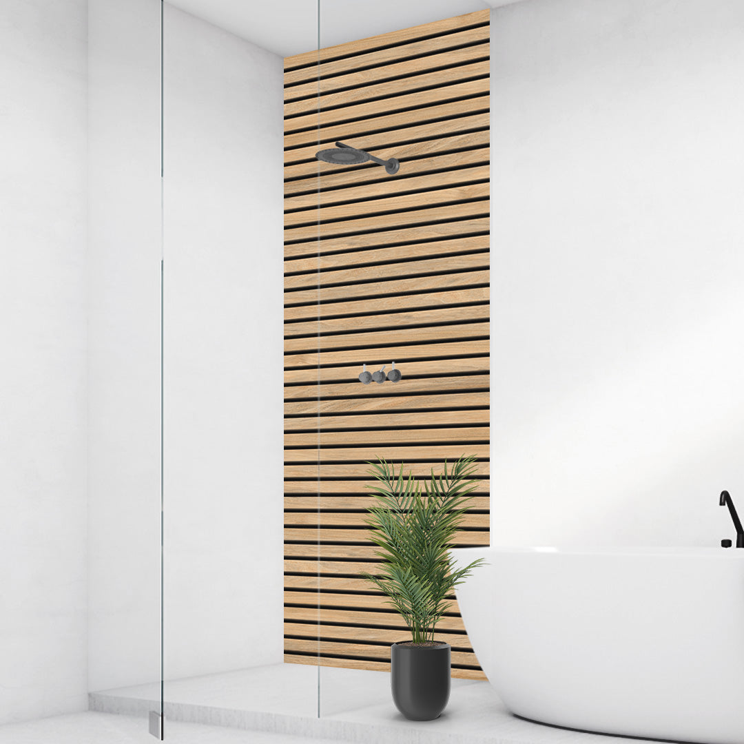 Eiche Streifen Quer, fugenlose Wandpaneele aus Alu-Verbund 3mm, Duschrückwand