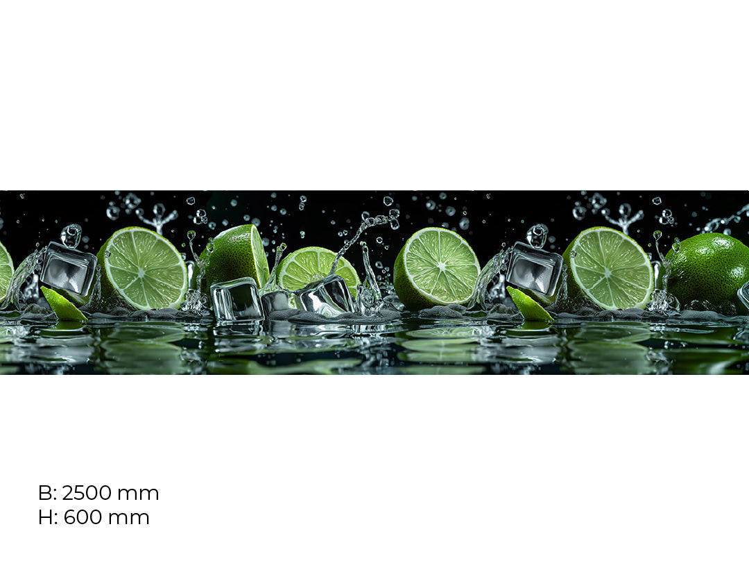 Limetten, glänzende Küchenrückwand aus Acryl auf Alu-Verbund - Duschrückwand-Platten