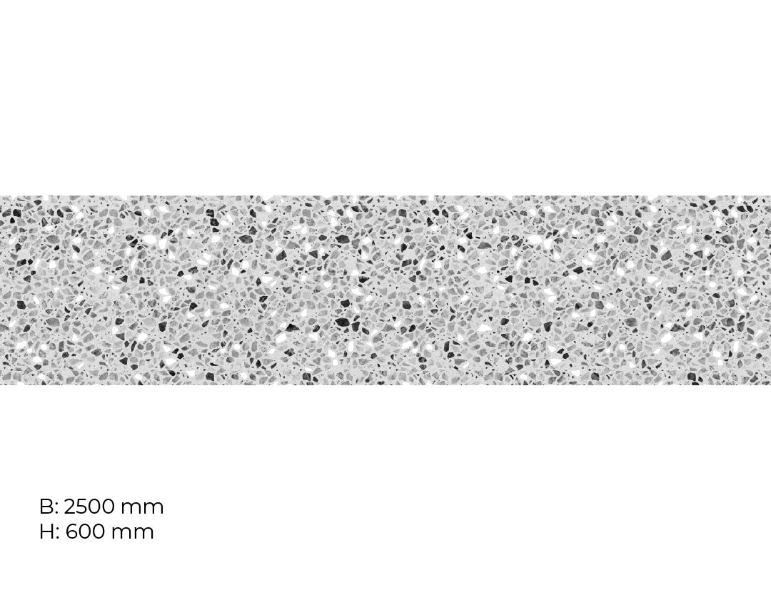 Terrazzo Stein, glänzende Küchenrückwand aus Acryl auf Alu-Verbund - Duschrückwand-Platten