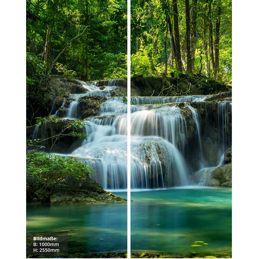 Natur Wasserfall über Eck Set, fugenlose Wandpaneele aus Alu-Verbund 3mm, Duschrückwand - Duschrückwand-Platten