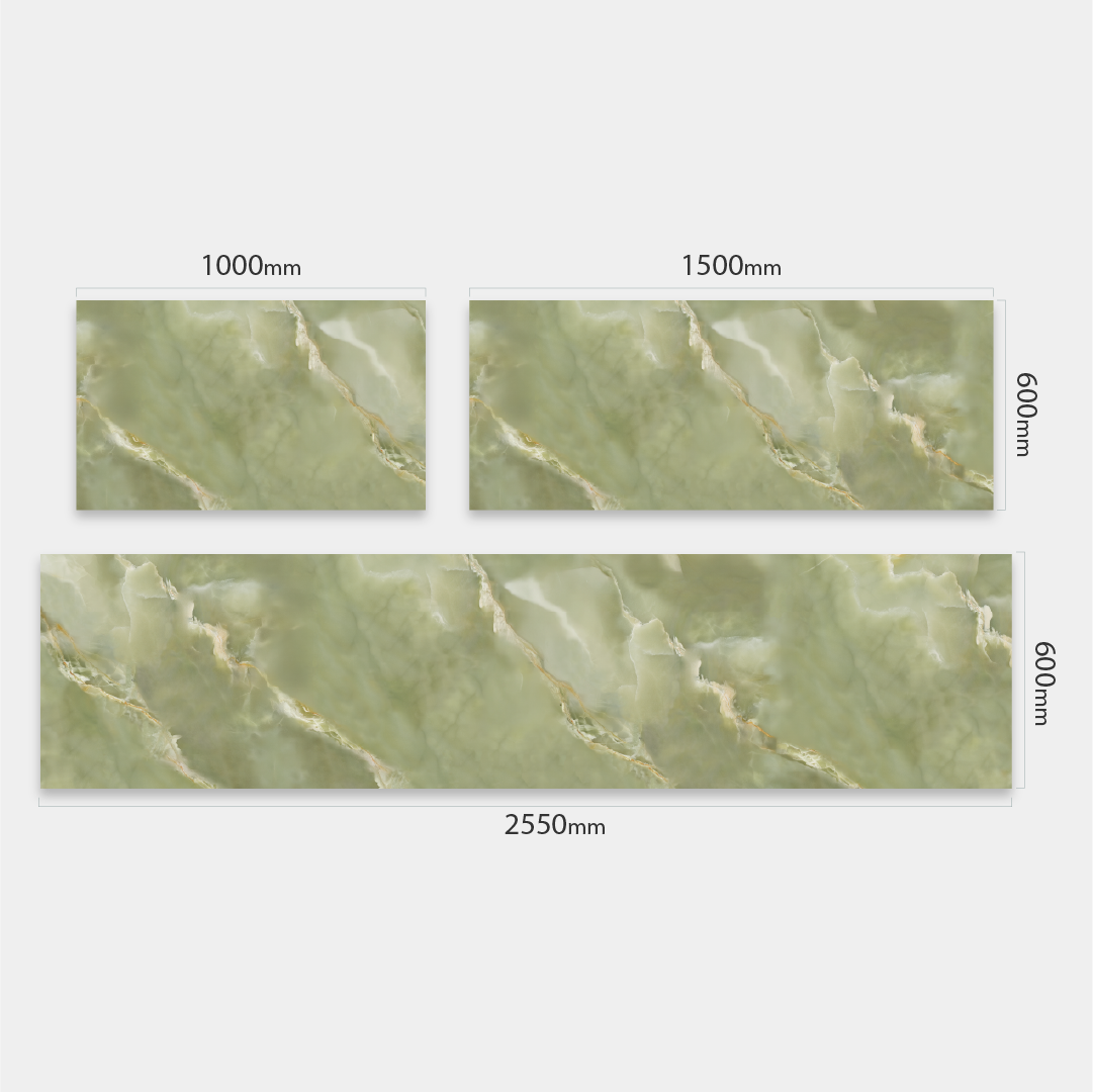 Marmoris Onyx Viridis, fugenlose Wandpaneele aus Alu-Verbund 3mm, Küchenrückwand - Duschrückwand-Platten