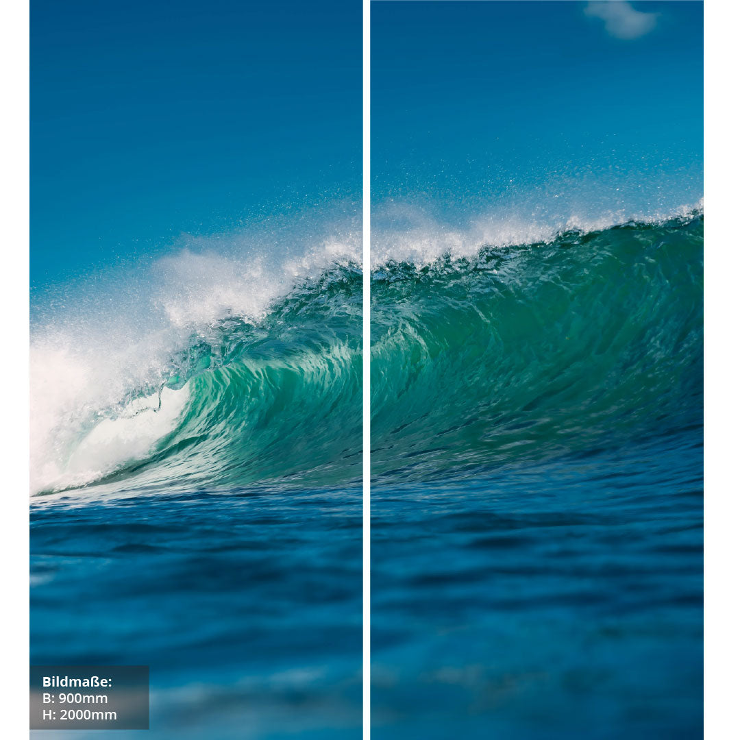 Ozeanwelle über Eck Set, fugenlose Wandpaneele aus Alu-Verbund 3mm, Duschrückwand - Duschrückwand-Platten