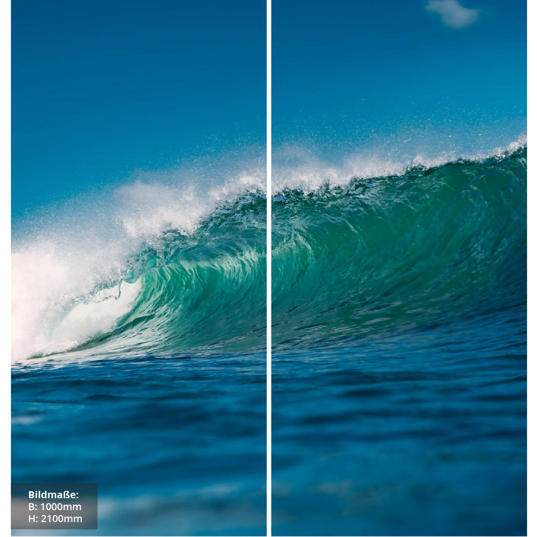 Ozeanwelle über Eck Set, fugenlose Wandpaneele aus Alu-Verbund 3mm, Duschrückwand - Duschrückwand-Platten