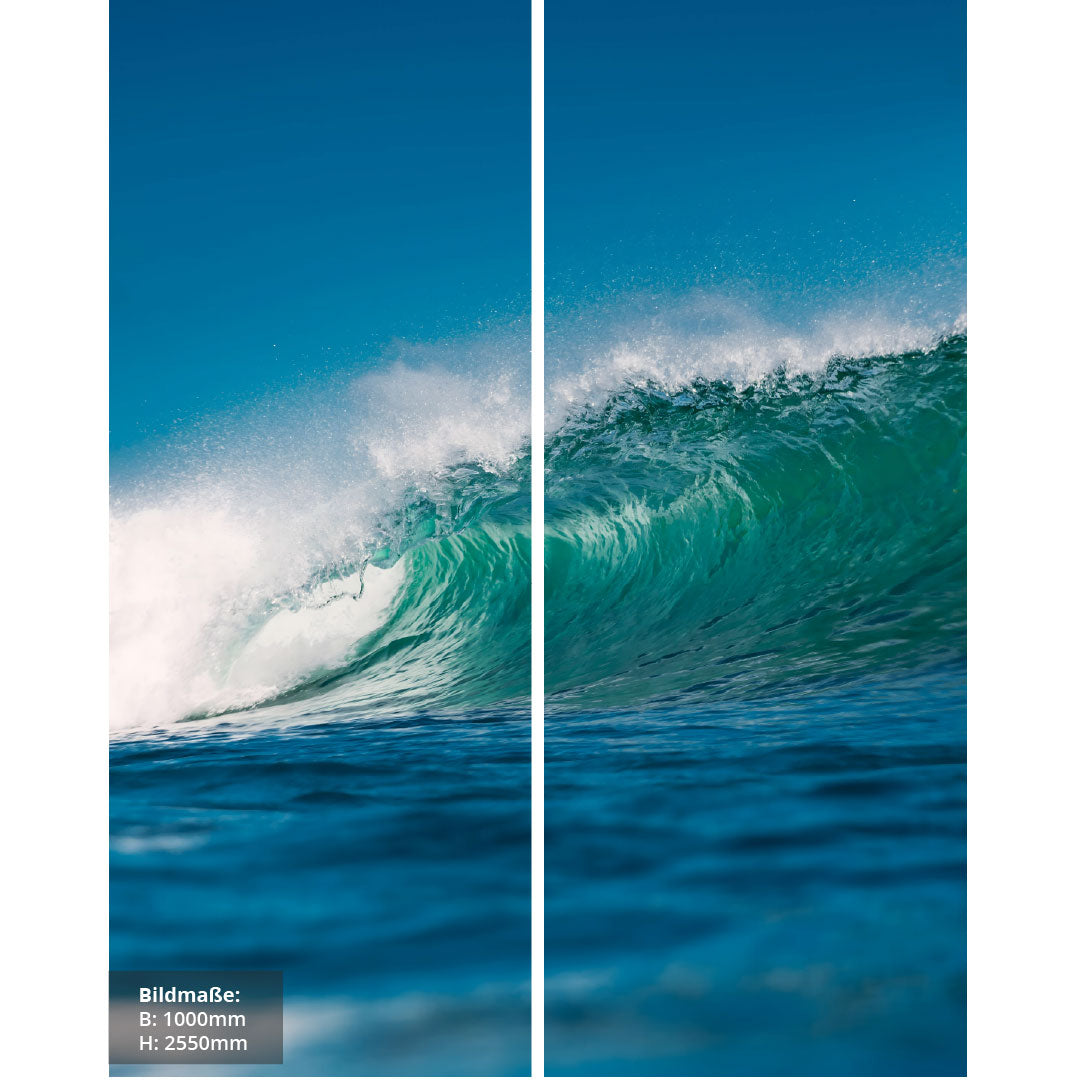 Ozeanwelle über Eck Set, fugenlose Wandpaneele aus Alu-Verbund 3mm, Duschrückwand - Duschrückwand-Platten