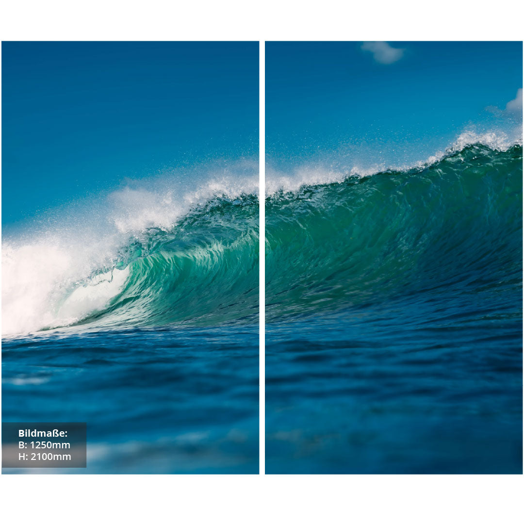 Ozeanwelle über Eck Set, fugenlose Wandpaneele aus Alu-Verbund 3mm, Duschrückwand - Duschrückwand-Platten
