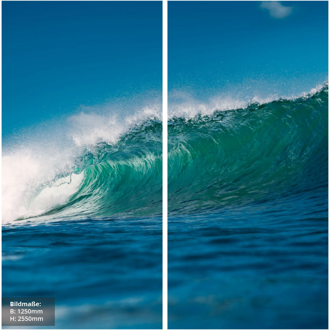 Ozeanwelle über Eck Set, fugenlose Wandpaneele aus Alu-Verbund 3mm, Duschrückwand - Duschrückwand-Platten
