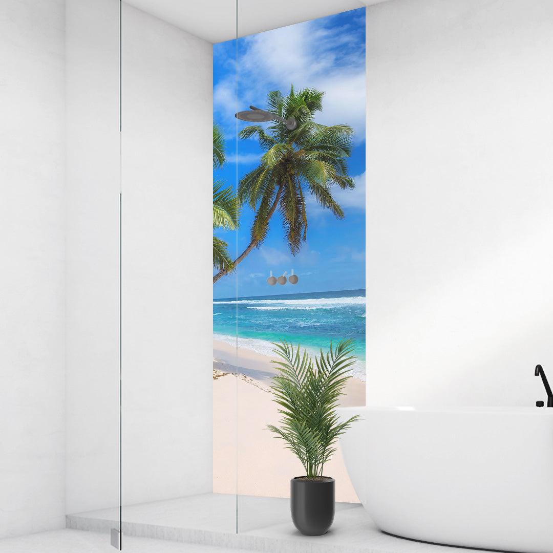 Paradies Strand, fugenlose Wandpaneele aus Alu-Verbund 3mm, Duschrückwand - Duschrückwand-Platten