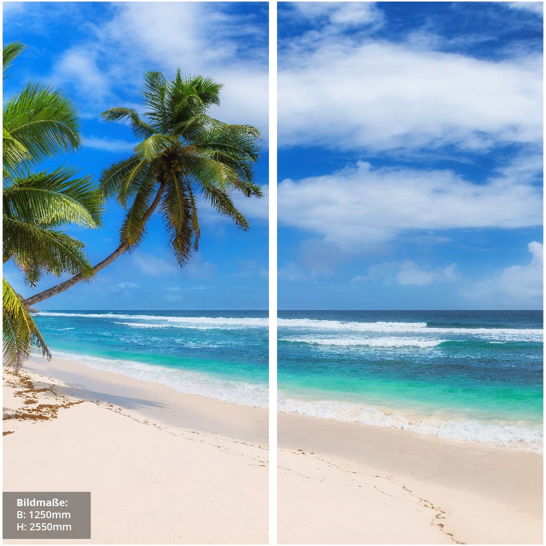 Paradies Strand über Eck Set, fugenlose Wandpaneele aus Alu-Verbund 3mm, Duschrückwand - Duschrückwand-Platten