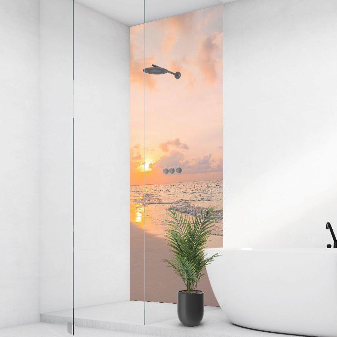 Ruhiger Strand, fugenlose Wandpaneele aus Alu-Verbund 3mm, Duschrückwand - Duschrückwand-Platten