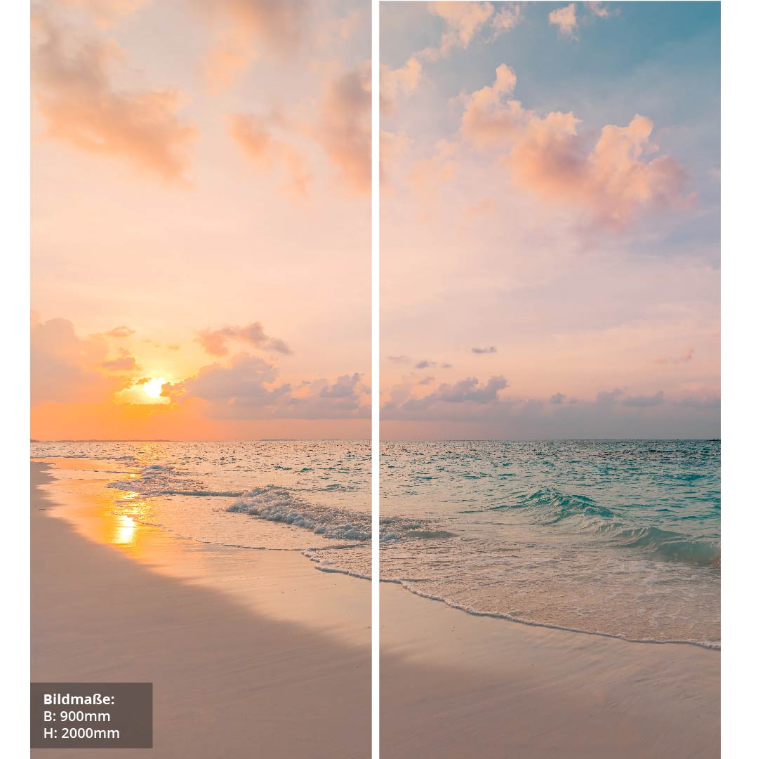 Ruhiger Strand über Eck Set, fugenlose Wandpaneele aus Alu-Verbund 3mm, Duschrückwand - Duschrückwand-Platten