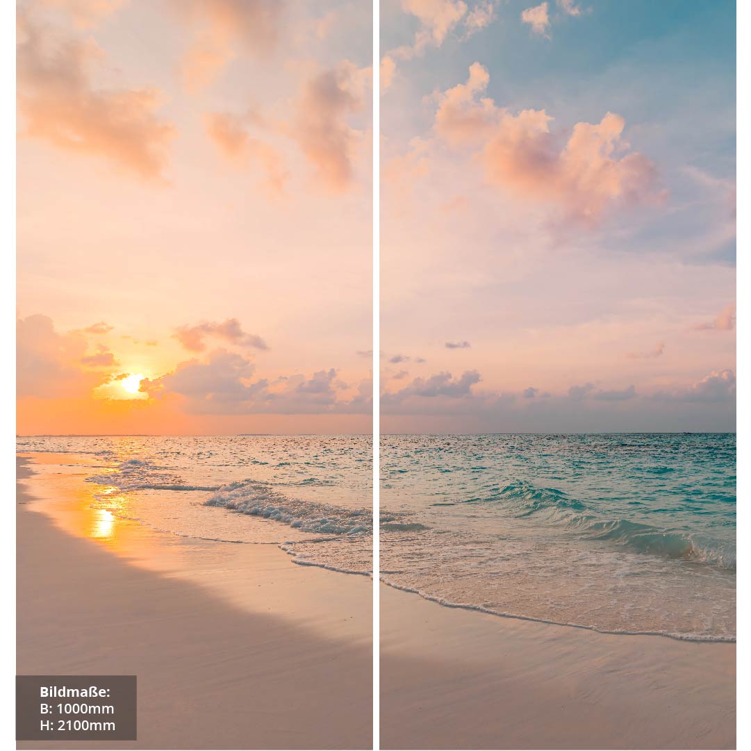 Ruhiger Strand über Eck Set, fugenlose Wandpaneele aus Alu-Verbund 3mm, Duschrückwand - Duschrückwand-Platten