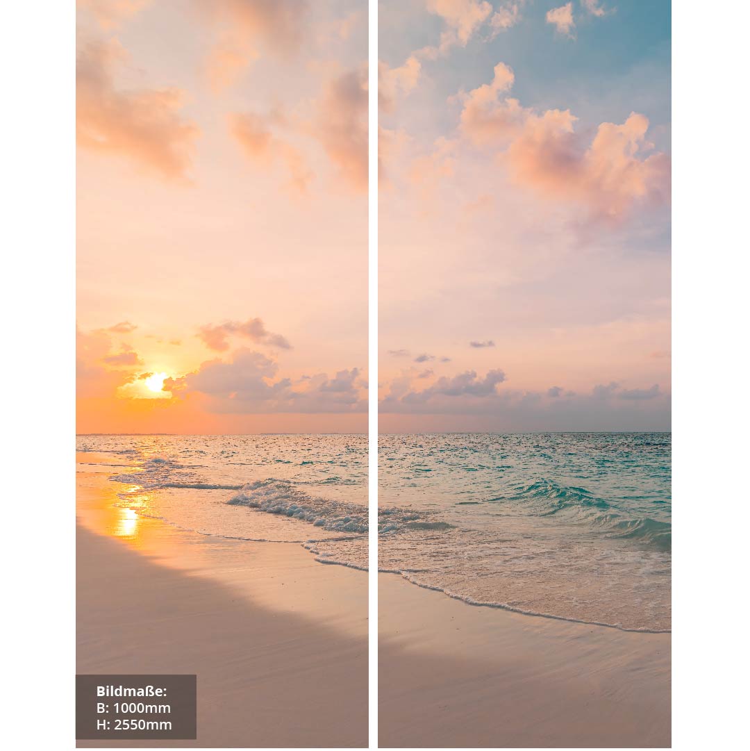 Ruhiger Strand über Eck Set, fugenlose Wandpaneele aus Alu-Verbund 3mm, Duschrückwand - Duschrückwand-Platten