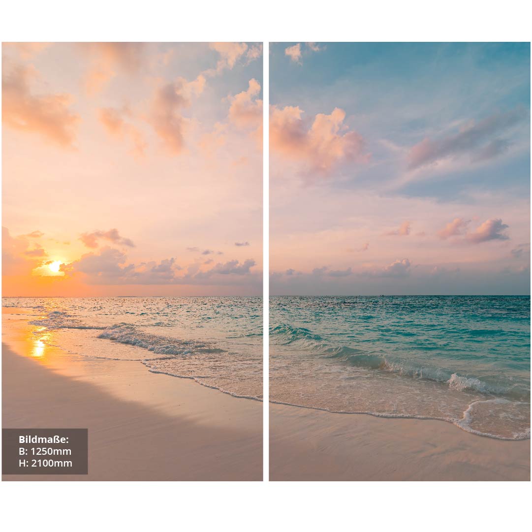 Ruhiger Strand über Eck Set, fugenlose Wandpaneele aus Alu-Verbund 3mm, Duschrückwand - Duschrückwand-Platten