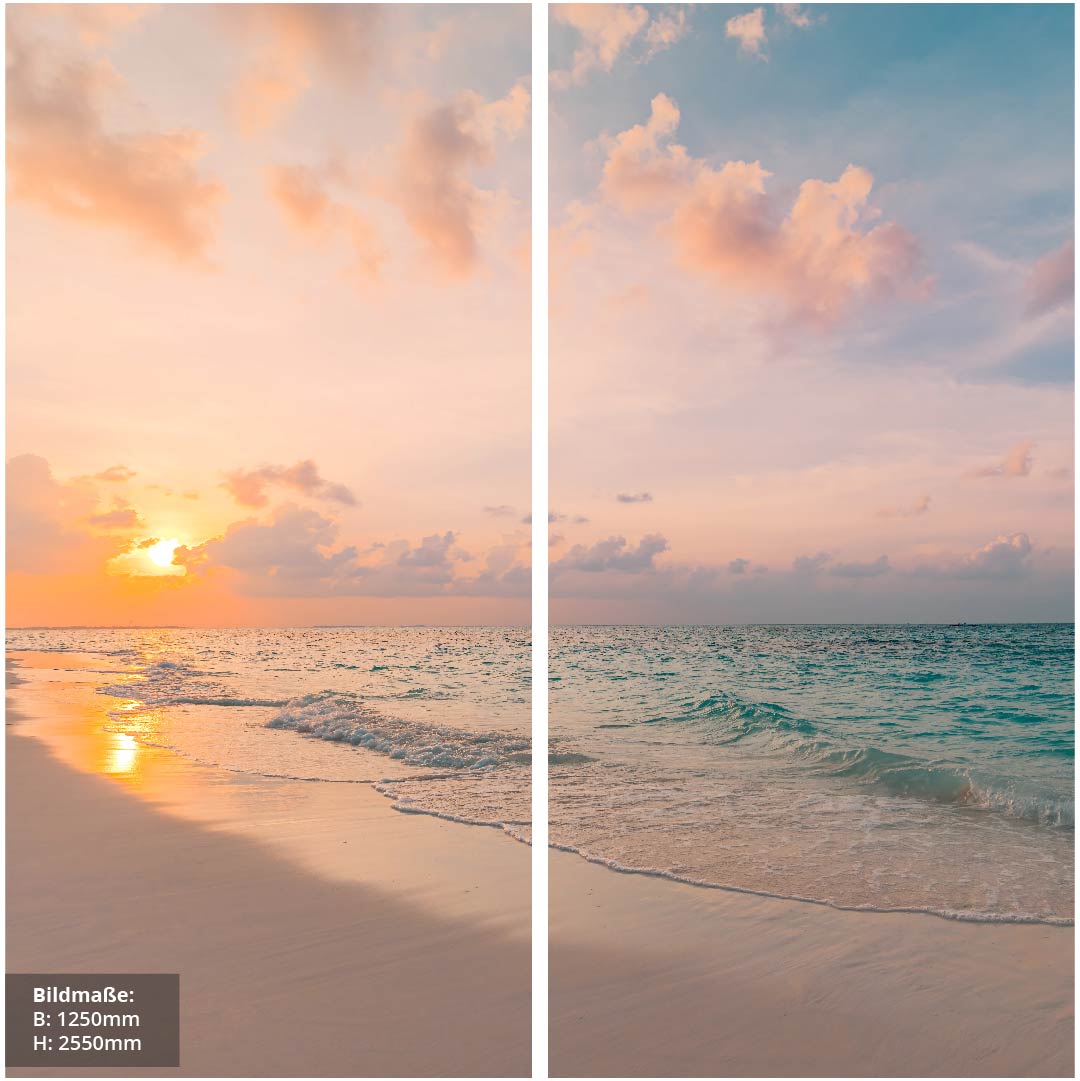 Ruhiger Strand über Eck Set, fugenlose Wandpaneele aus Alu-Verbund 3mm, Duschrückwand - Duschrückwand-Platten