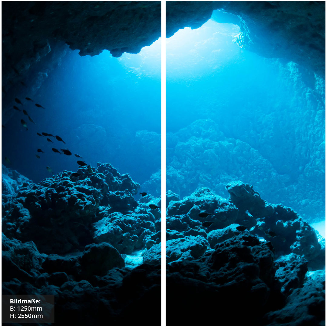 Taucherlebnis über Eck Set, fugenlose Wandpaneele aus Alu-Verbund 3mm, Duschrückwand - Duschrückwand-Platten