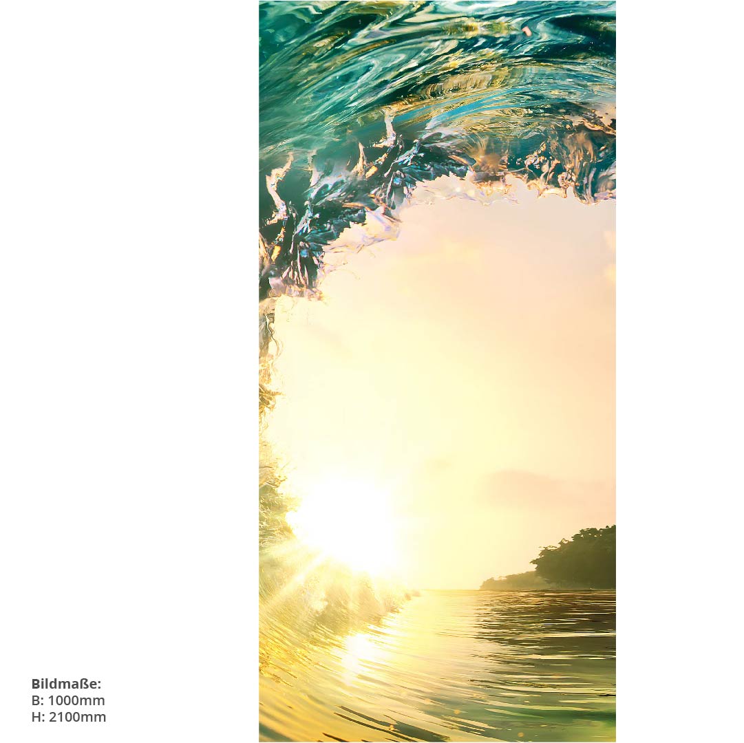 Sonnenuntergang Welle, fugenlose Wandpaneele aus Alu-Verbund 3mm, Duschrückwand - Duschrückwand-Platten