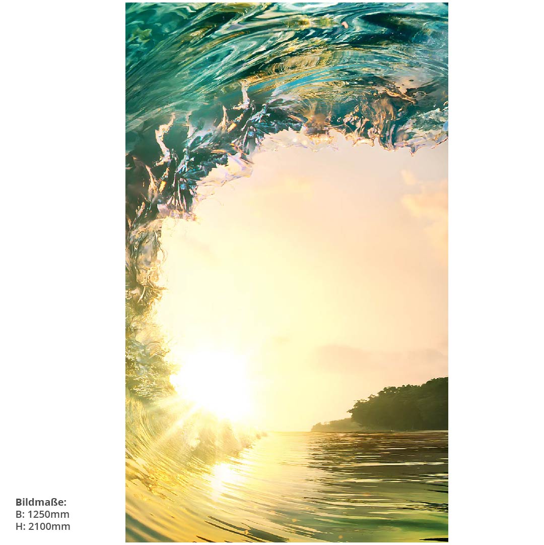 Sonnenuntergang Welle, fugenlose Wandpaneele aus Alu-Verbund 3mm, Duschrückwand - Duschrückwand-Platten