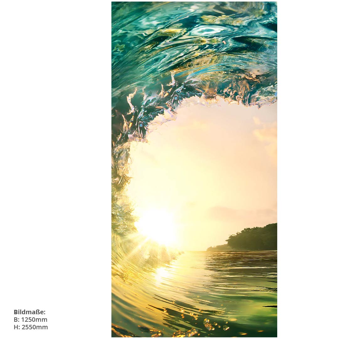 Sonnenuntergang Welle, fugenlose Wandpaneele aus Alu-Verbund 3mm, Duschrückwand - Duschrückwand-Platten