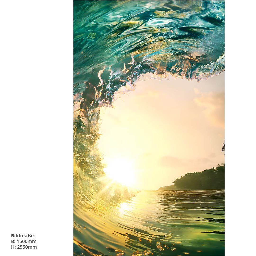 Sonnenuntergang Welle, fugenlose Wandpaneele aus Alu-Verbund 3mm, Duschrückwand - Duschrückwand-Platten