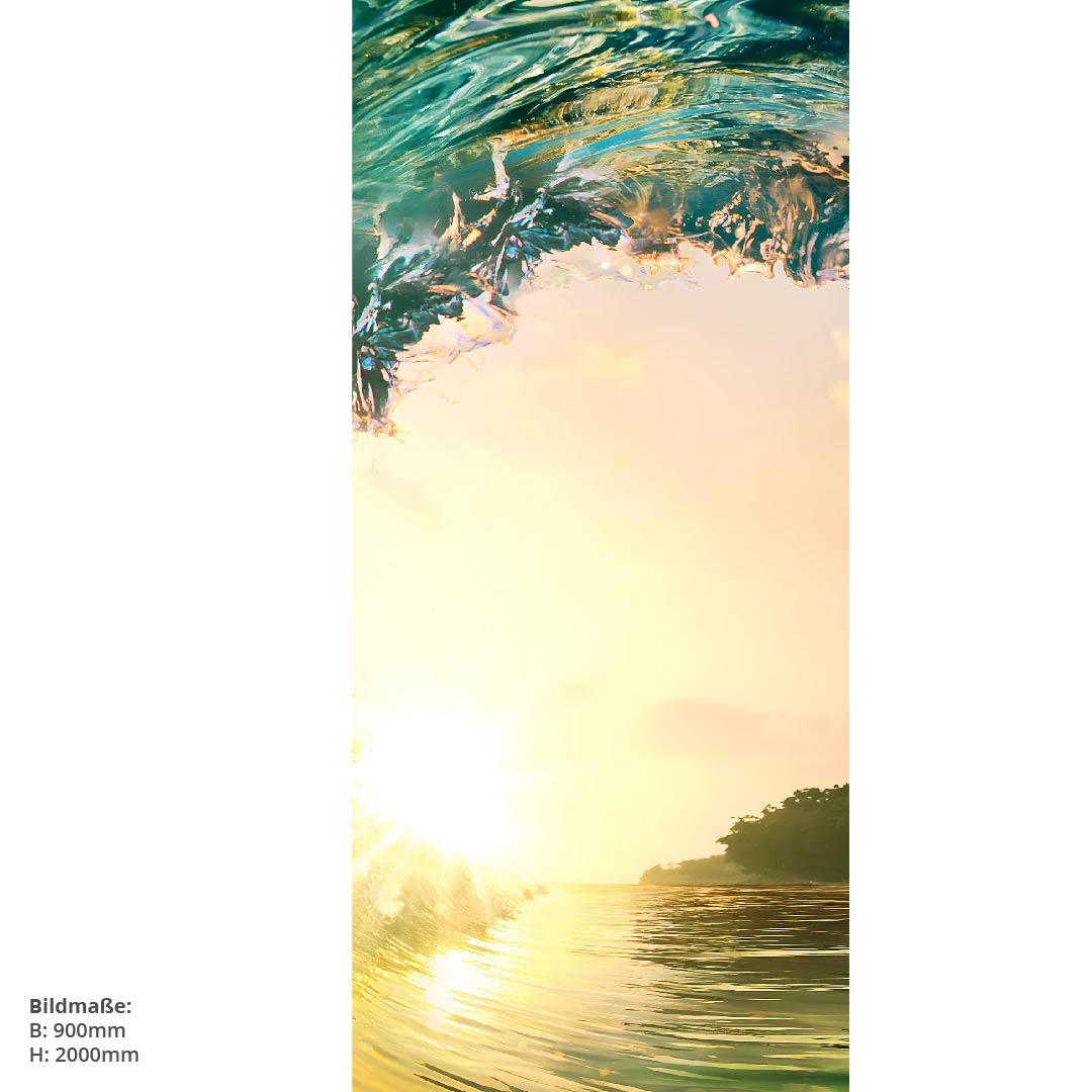 Sonnenuntergang Welle, fugenlose Wandpaneele aus Alu-Verbund 3mm, Duschrückwand - Duschrückwand-Platten