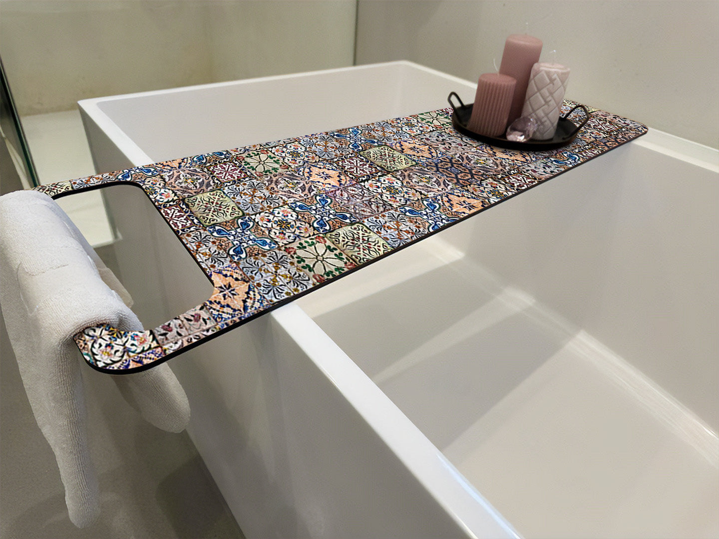 Fliesen Oriental Vintage, Badewannenablage Alu-Verbund 6mm - duschrückwand-platten.de