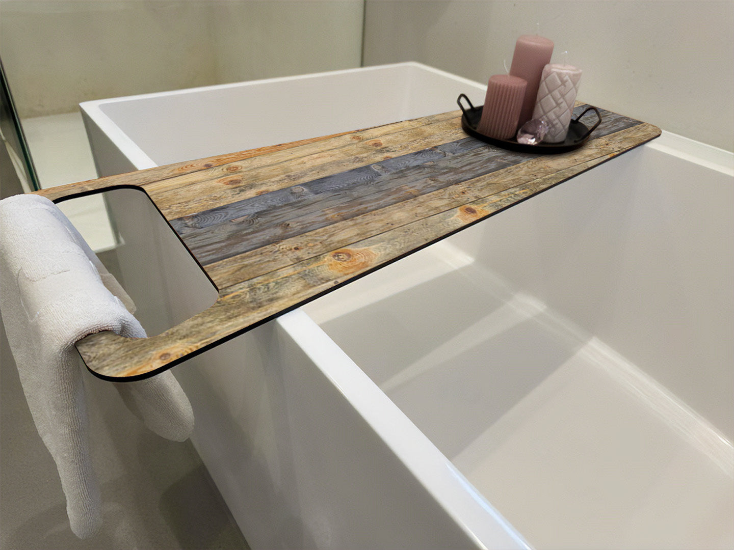 Holzleisten Vintage, Badewannenablage Alu-Verbund 6mm - duschrückwand-platten.de