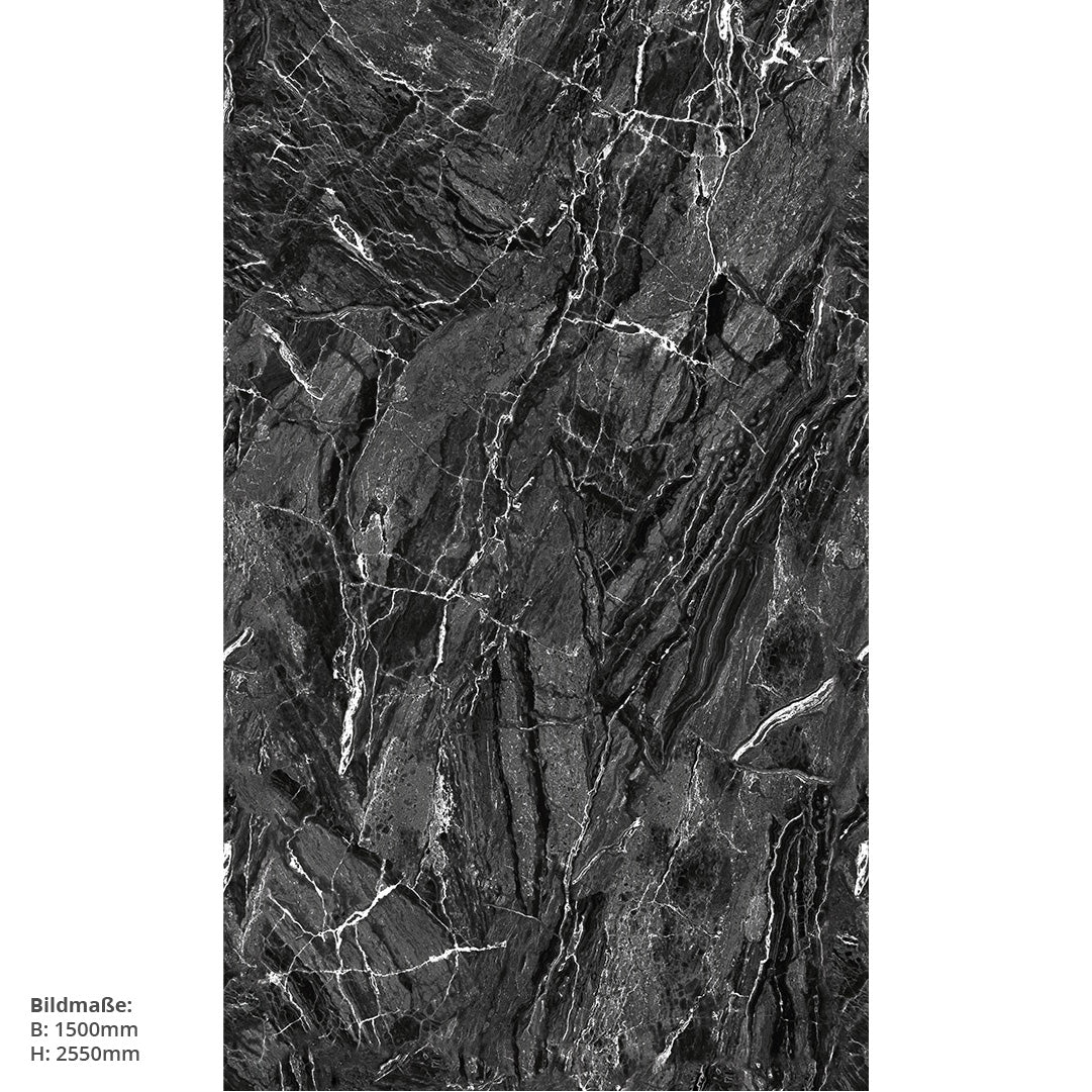 Marmor Natur Schwarz, fugenlose Wandpaneele aus Alu-Verbund 3mm, Duschrückwand - duschrückwand-platten.de