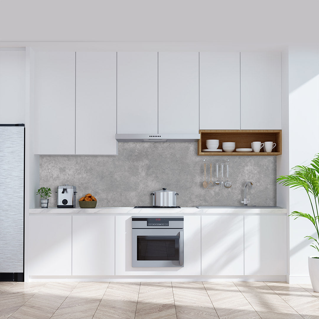 Beton, fugenlose Wandpaneele aus Alu-Verbund 3mm, Küchenrückwand - duschrückwand-platten.de