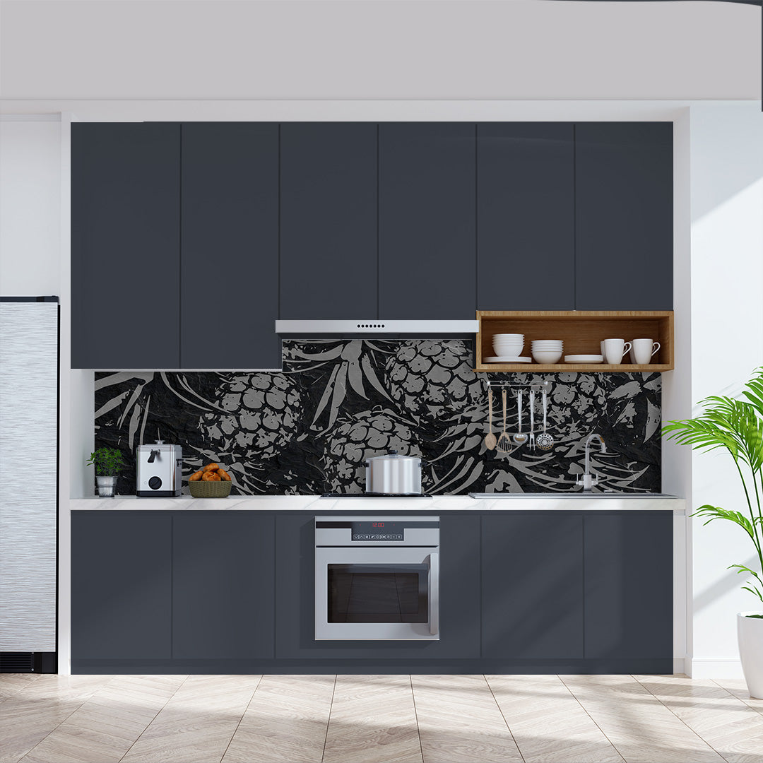 Ananas auf Schiefer Steinplatte, fugenlose Wandpaneele aus Alu-Verbund 3mm, Küchenrückwand - duschrückwand-platten.de