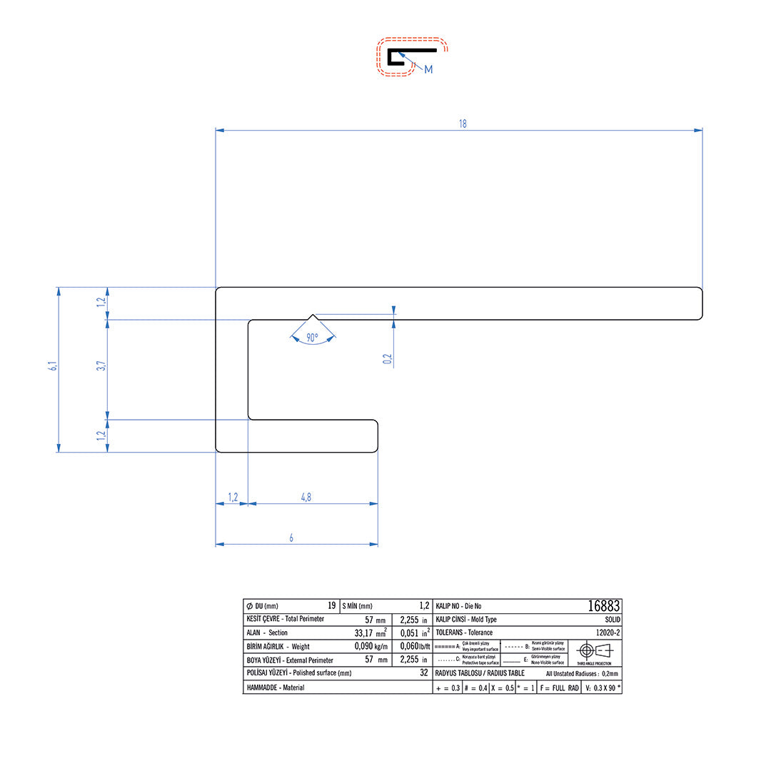 Abschlussprofil für Duschrückwände 3mm - Duschrückwand-Platten