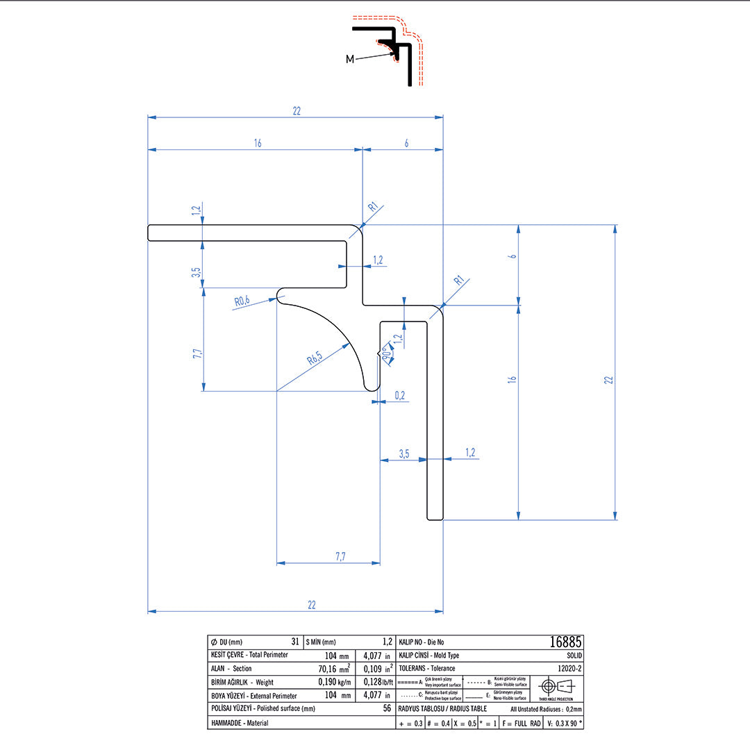 Innen-Eckenprofil für Duschrückwände 3mm - Duschrückwand-Platten